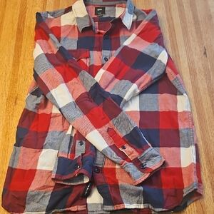 Vans Red and Navy Plaid Casual Shirt